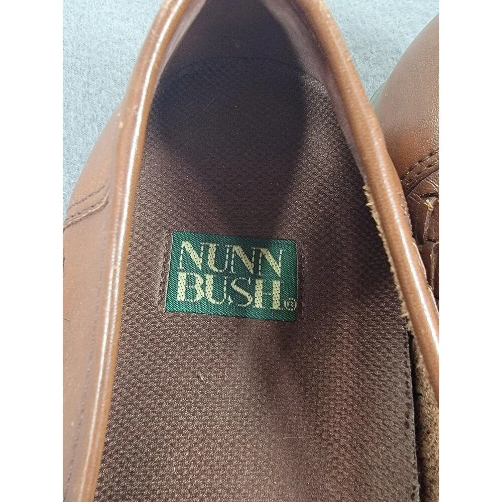 Nunn Bush‎ Shoes Mens Size 10M Brown Leather Loafers Woven Tassel Slip On Dress